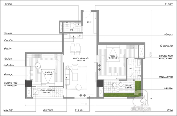 Tư vấn thiết kế cho căn hộ rộng 95m² có ban công xanh mát 2