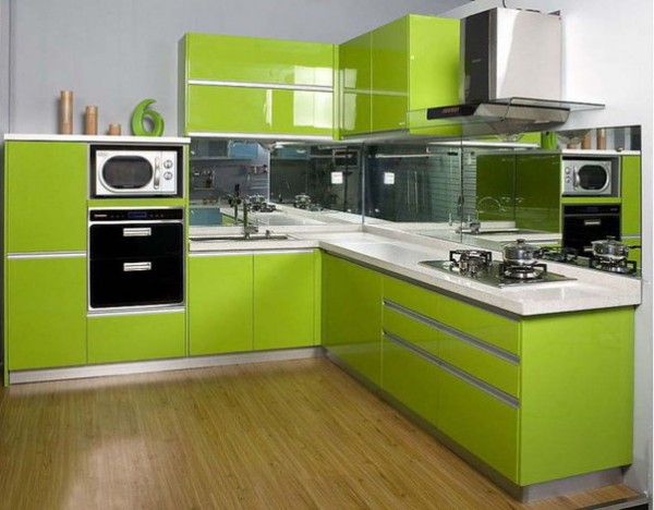 trang trí bếp với màu xanh lá 1