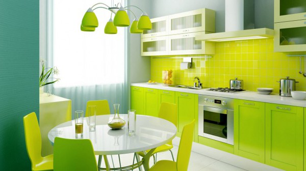trang trí bếp với màu xanh lá cây 2