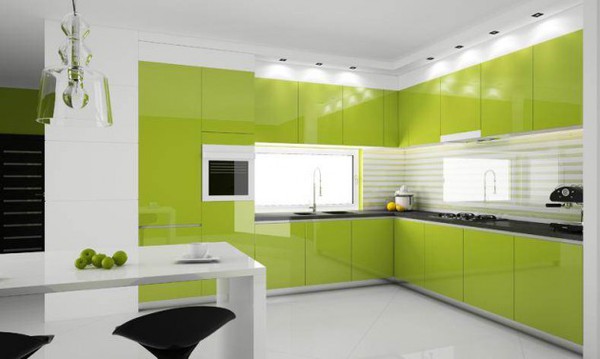 trang trí bếp với màu xanh lá cây 3