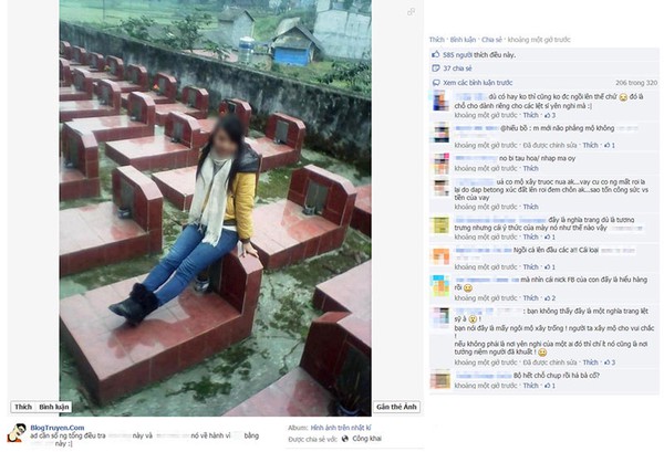 Cư dân mạng phẫn nộ vì cô gái ngồi lên mộ liệt sĩ chụp ảnh 1