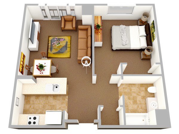 Ngắm 6 thiết kế căn hộ chung cư 1 phòng ngủ tuyệt đẹp 4