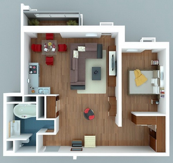Ngắm 6 thiết kế căn hộ chung cư 1 phòng ngủ tuyệt đẹp 6