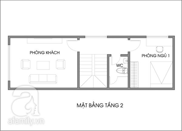 Tư vấn thiết kế căn nhà ống 47 mét có 2 mặt tiền 2