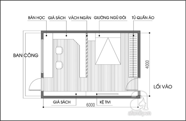 Tư vấn bố trí nội thất phòng ngủ bằng vách thoáng 1