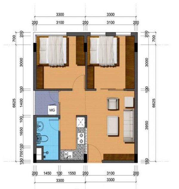 Tư vấn bố trí nội thất tối ưu cho căn hộ  47,7m² 1