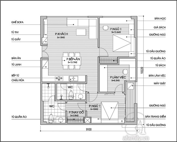 Tư vấn cải tạo và bố trí nội thất cho căn hộ 90m²  2