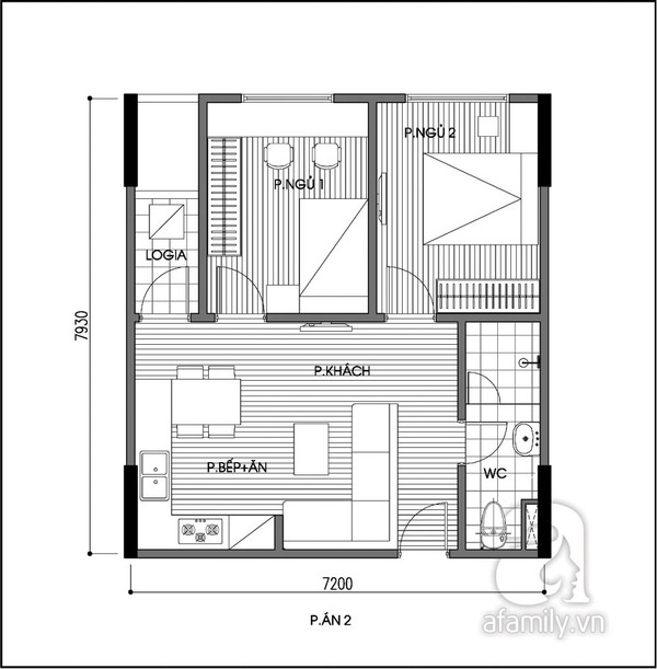 Tư vấn cải tạo căn hộ 56m² 2 phòng ngủ thoáng đãng hơn 2