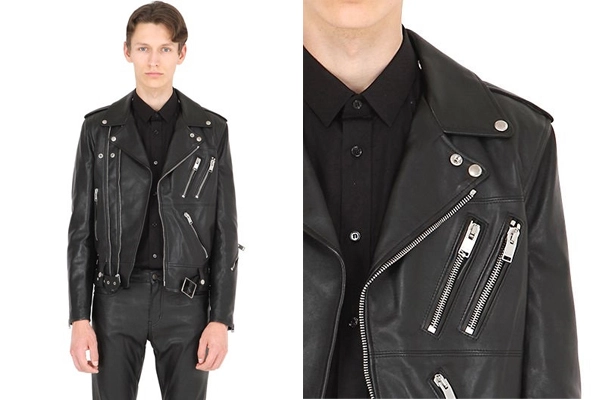 SAINT LAURENT  ZIPPED GRAIN LEATHER JACKET  € 3666.00