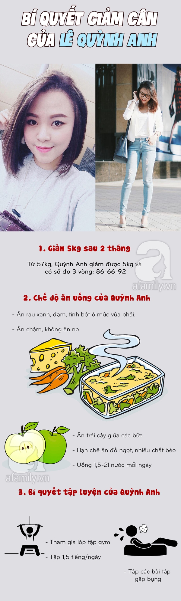 Bí quyết giảm cân của Lê Quỳnh Anh