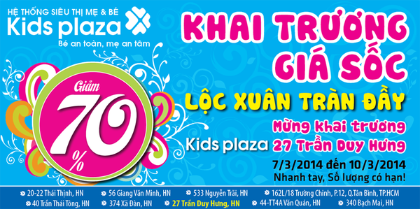 Siêu khuyến mãi cho bé tại Kids Plaza 1