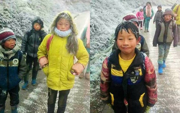 Xót xa hình ảnh những đứa trẻ "đóng băng" khi tới trường trong cái lạnh -5 độ C 1
