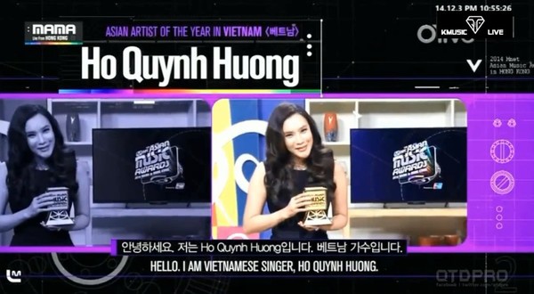 Hồ Quỳnh Hương đại diện Việt Nam nhận giải 