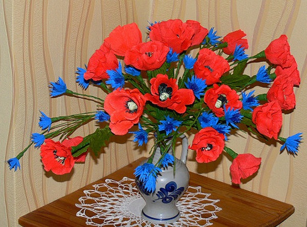 Tự l&agrave;m b&igrave;nh hoa poppy giấy rực rỡ ấm &aacute;p 12