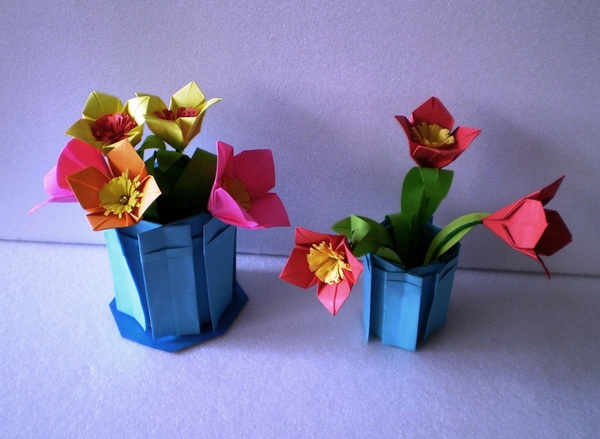 Gấp bồn hoa Origami nhỏ nhắn đáng yêu 1