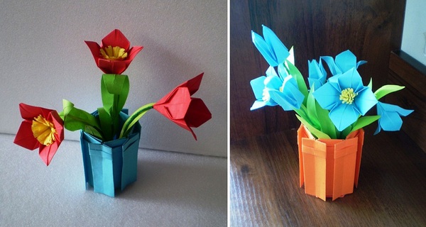 Gấp bồn hoa Origami nhỏ nhắn đáng yêu 11