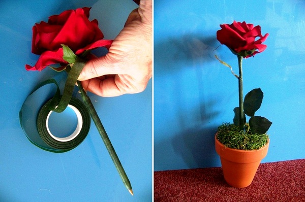 Trang trí bút thành bông hồng Valentine ngọt ngào 8