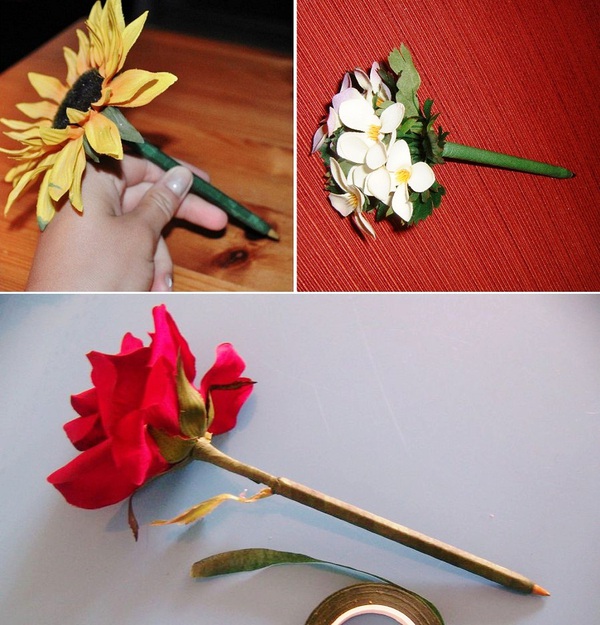 Trang trí bút thành bông hồng Valentine ngọt ngào 9