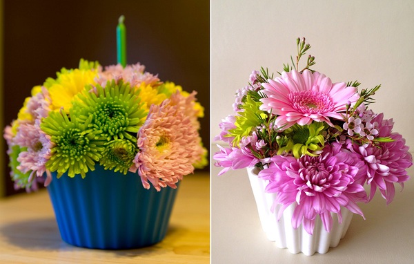 Đ&aacute;ng y&ecirc;u kiểu cắm hoa h&igrave;nh b&aacute;nh cupcake 13