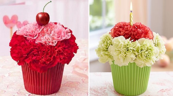 Đ&aacute;ng y&ecirc;u kiểu cắm hoa h&igrave;nh b&aacute;nh cupcake 14