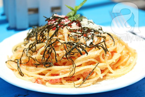 Spaghetti trứng cá cực ngon đổi món cuối tuần 1