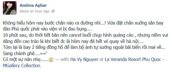 Andrea phải nhập viện ở Ph&uacute; Quốc 1