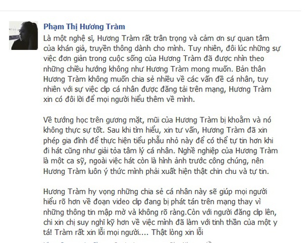 Hương Tràm xác nhận sửa mũi vì vấn đề tướng số 1