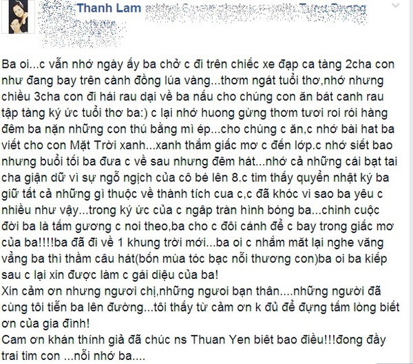 Thanh Lam viết lá thư cho ba đang ở Thanh Lam viết lá thư cho ba đang ở
