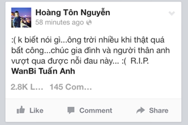 Bạn bè, đồng nghiệp chia buồn cùng gia đình Wanbi Tuấn Anh 40