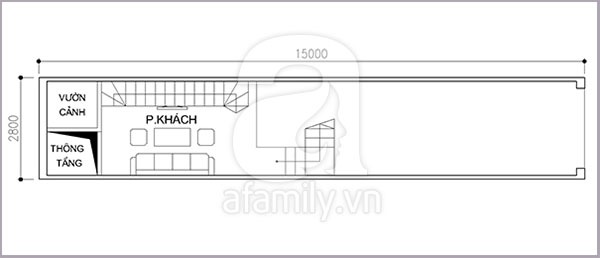 Thiết kế hợp lý, thông thoáng cho nhà 42 mét vuông dài và hẹp 2