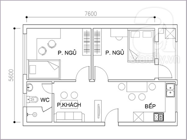 Tư vấn cải tạo lại căn hộ 42 mét vuông trong chung cư cũ 2