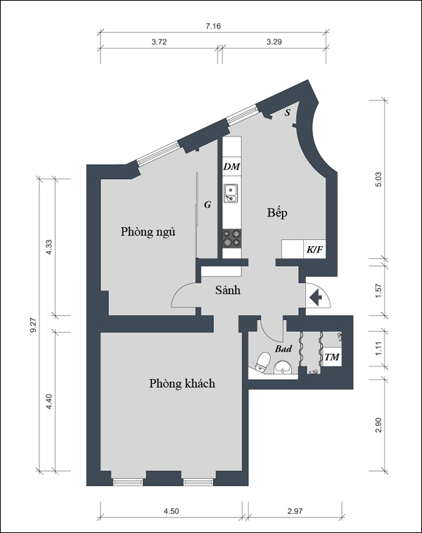 Căn hộ 57m² đầy cảm hứng với không gian lưu trữ 