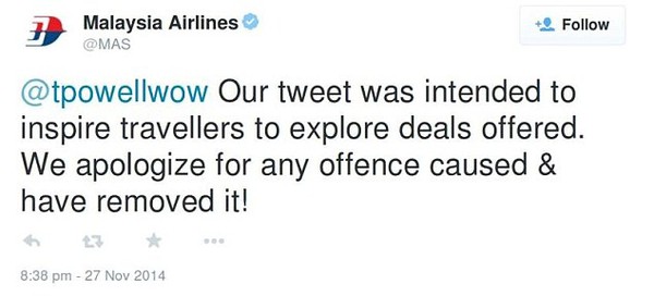 Malaysia Airlines phải xin lỗi vì đăng quảng cáo phản cảm liên quan đến MH370  2
