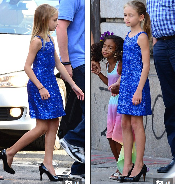 Con gái 10 tuổi nhà Heidi Klum mang giày cao gót như 