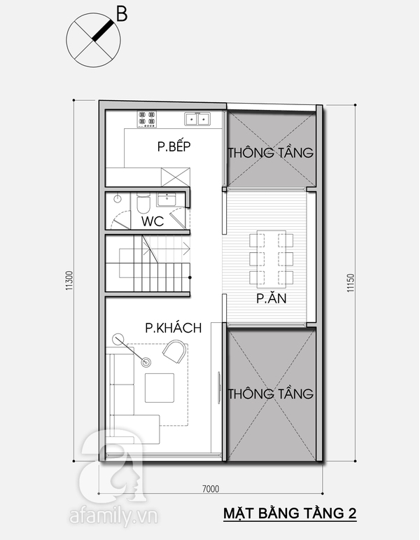 Tư vấn thiết kế nhà 3 tầng có hai mặt thoáng 2