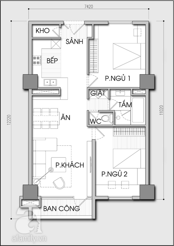 Tư vấn b&agrave;i tr&iacute; &iacute;t tốn k&eacute;m nhất cho căn hộ c&oacute; ba bố con 2