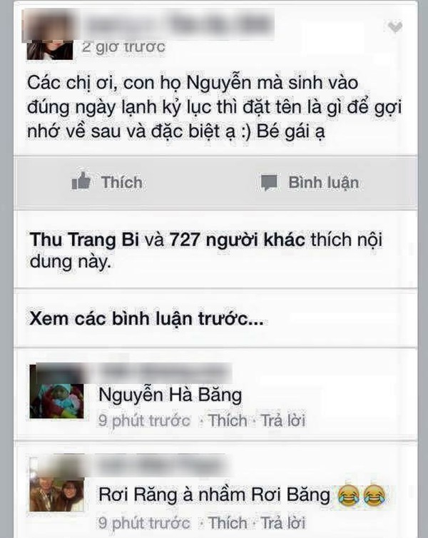 Cười té ghế với màn đặt tên con gái ngày lạnh kỷ lục: Nguyễn Thị Rét Đậm Rét Hại