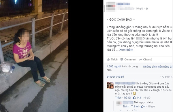 Hà Nội: Cô gái trẻ giả đi lạc, mặc áo cộc ngồi co ro để xin tiền người đi đường