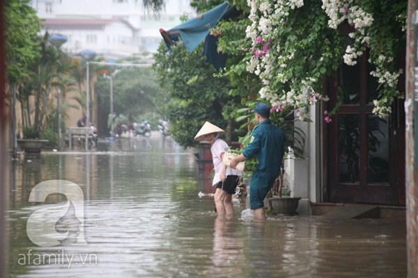 Bất chấp mưa lớn nhiều bạn trẻ vô tư tạo dạng chụp hình dưới đường ngập