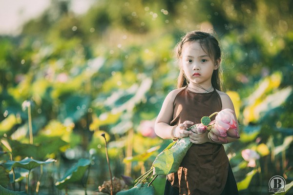 Vẻ đẹp trong veo của tiểu mỹ nhân bên hồ sen