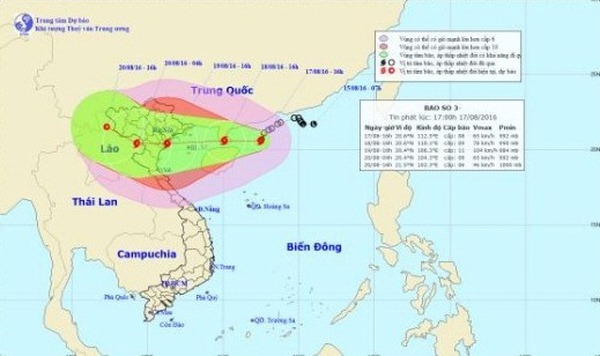 B&atilde;o số 3 giật cấp 14 tiến v&agrave;o Quảng Ninh &ndash; Nghệ An