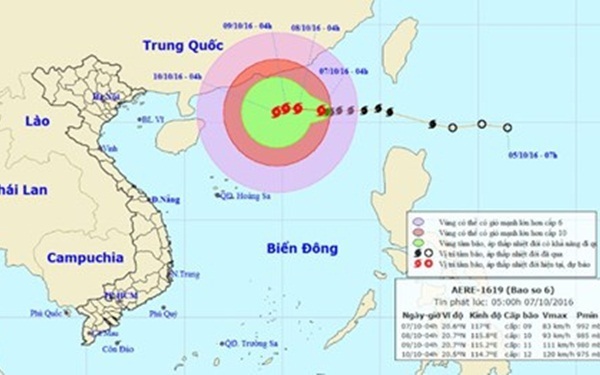 Vào biển Đông, bão số 6 mạnh lên giật cấp 11 - 12