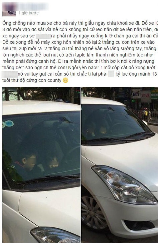 Hà Nội: Mẹ vào siêu thị, bỏ mặc 2 con nhỏ ngồi trong xe ô tô vẫn đang nổ máy