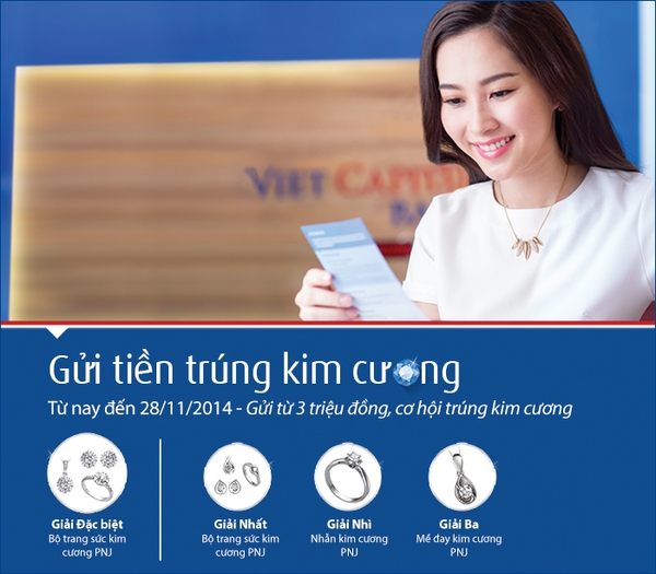 Cơ hội gửi tiền trúng kim cương cùng ngân hàng Bản Việt 1