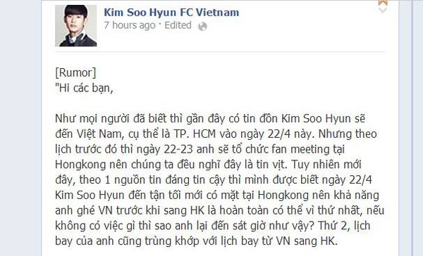 Náo loạn thông tin Kim Soo Hyun đến Việt Nam tổ chức họp fan 2