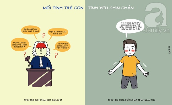 khác biệt mối tình trẻ con và tình yêu người lớn