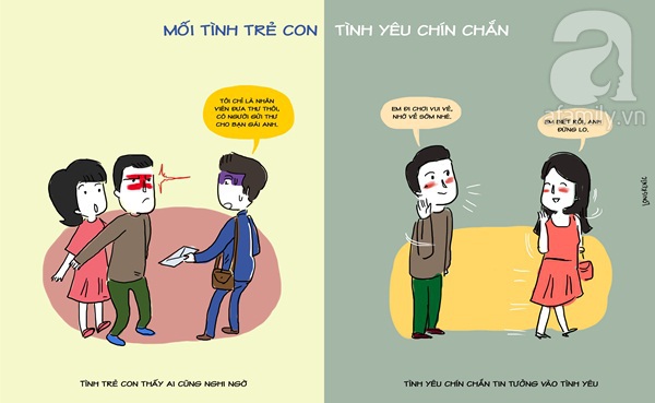 khác biệt mối tình trẻ con và tình yêu người lớn