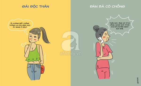 gái độc thân và đàn bà có chồng