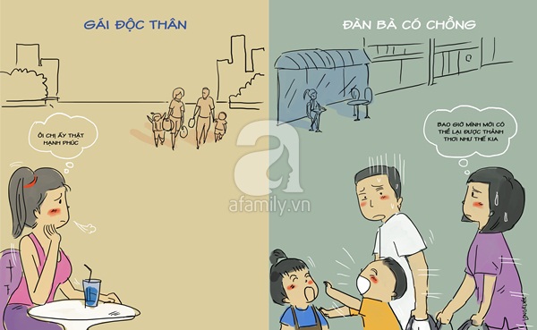 gái độc thân và đàn bà có chồng