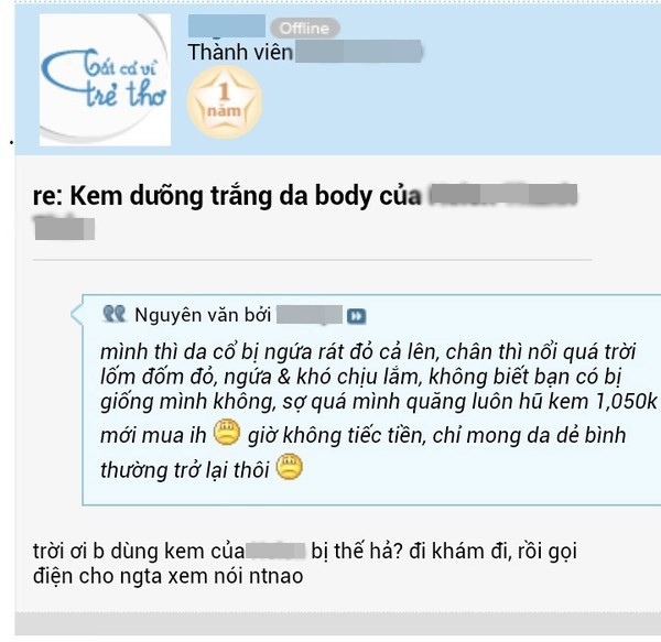 Khách hàng nổi mụn chi chít vì dùng kem làm trắng 